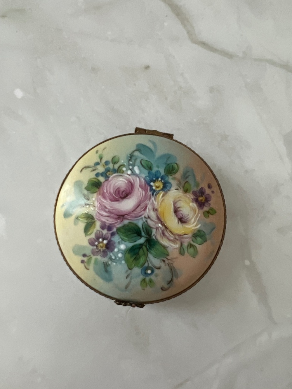 Rare Limoges Réhaussé Main Rose Box | Raised Paint France | Cabbage Roses